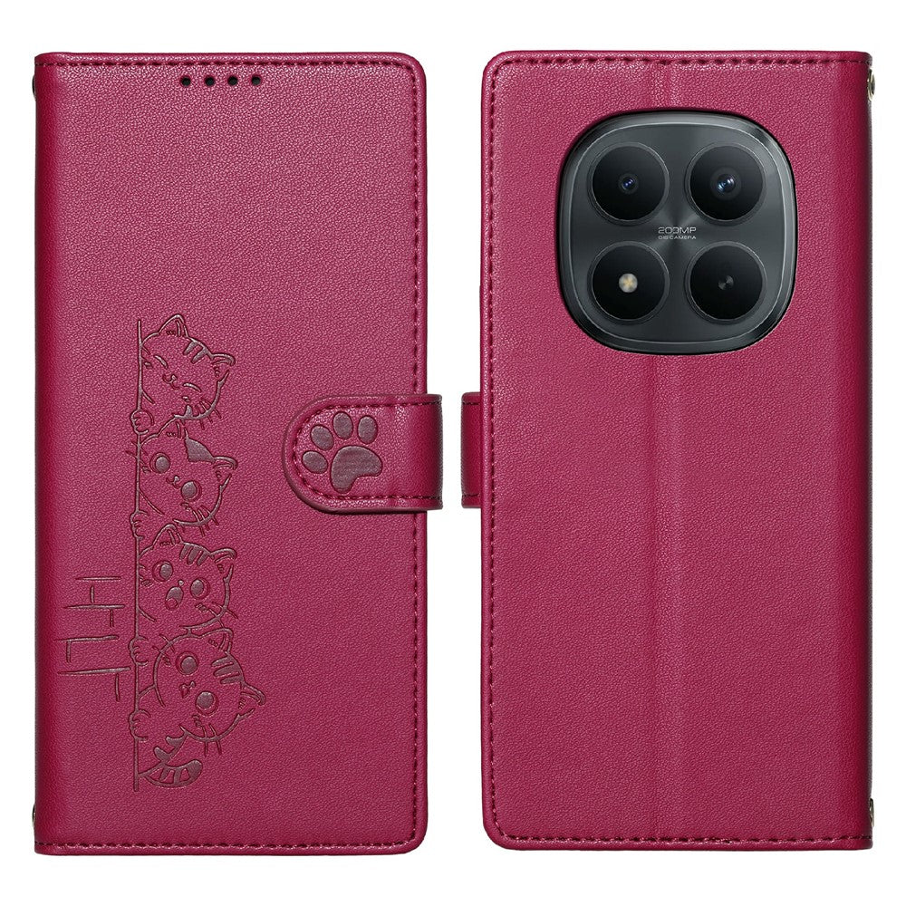 For Xiaomi Redmi Note 15 Pro 4G (Global) Case Adorable Cat Pattern PU Leather Wallet Phone Cover with Wrist Strap