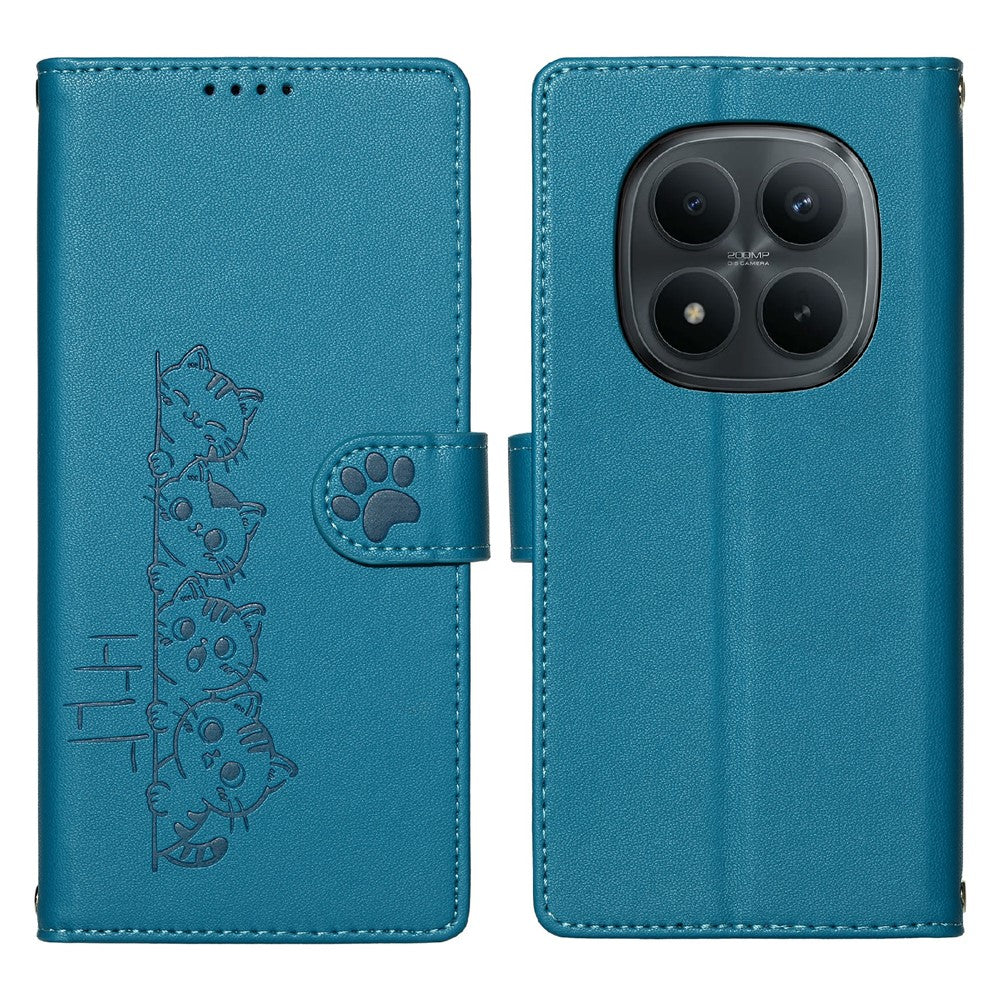 For Xiaomi Redmi Note 15 Pro 4G (Global) Case Adorable Cat Pattern PU Leather Wallet Phone Cover with Wrist Strap
