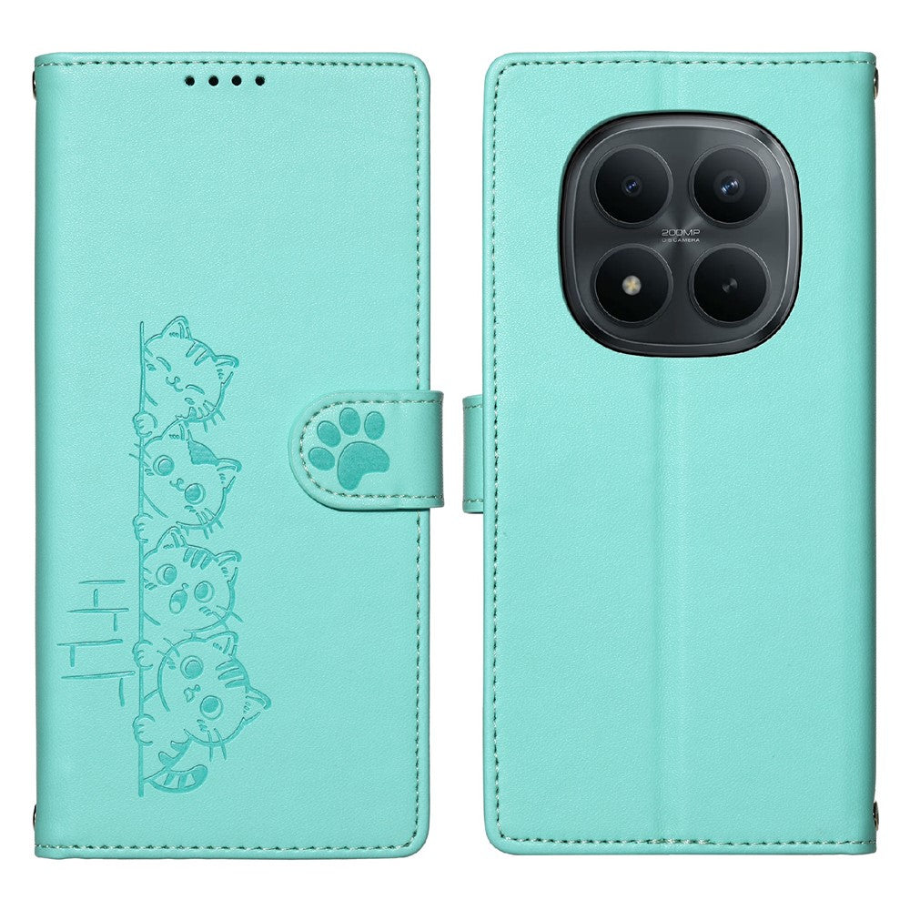 For Xiaomi Redmi Note 15 Pro 4G (Global) Case Adorable Cat Pattern PU Leather Wallet Phone Cover with Wrist Strap