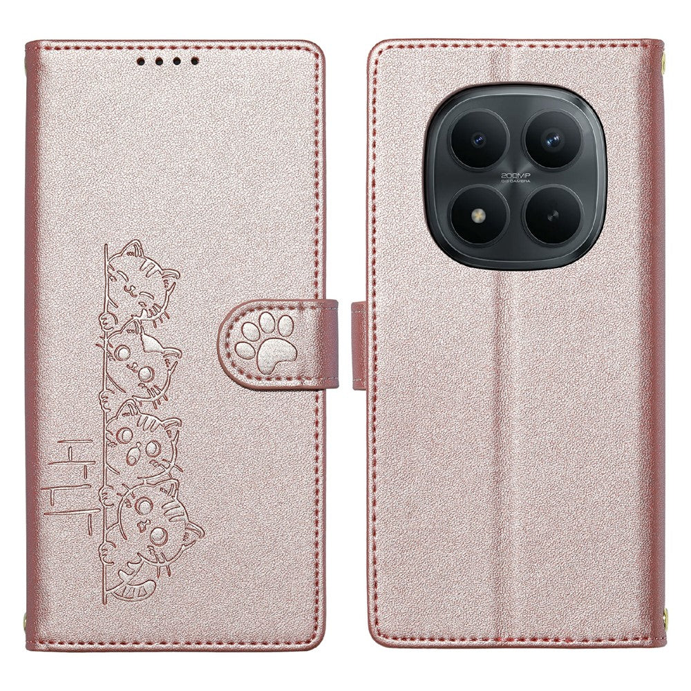 For Xiaomi Redmi Note 15 Pro 4G (Global) Case Adorable Cat Pattern PU Leather Wallet Phone Cover with Wrist Strap