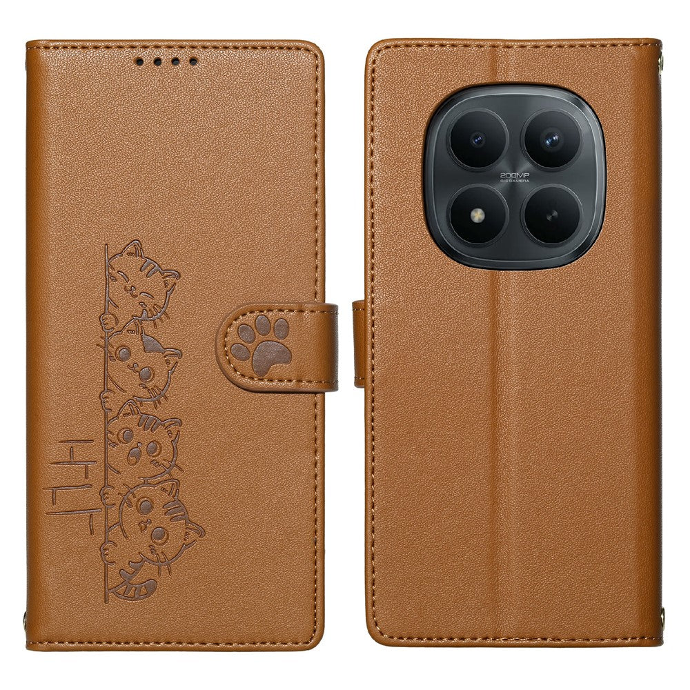For Xiaomi Redmi Note 15 Pro 4G (Global) Case Adorable Cat Pattern PU Leather Wallet Phone Cover with Wrist Strap