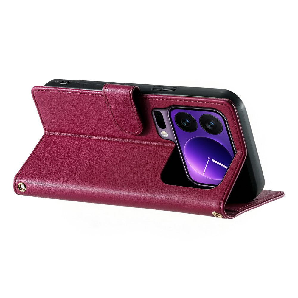 For Xiaomi 17 Pro Case Adorable Cat Pattern PU Leather Wallet Phone Cover with Wrist Strap