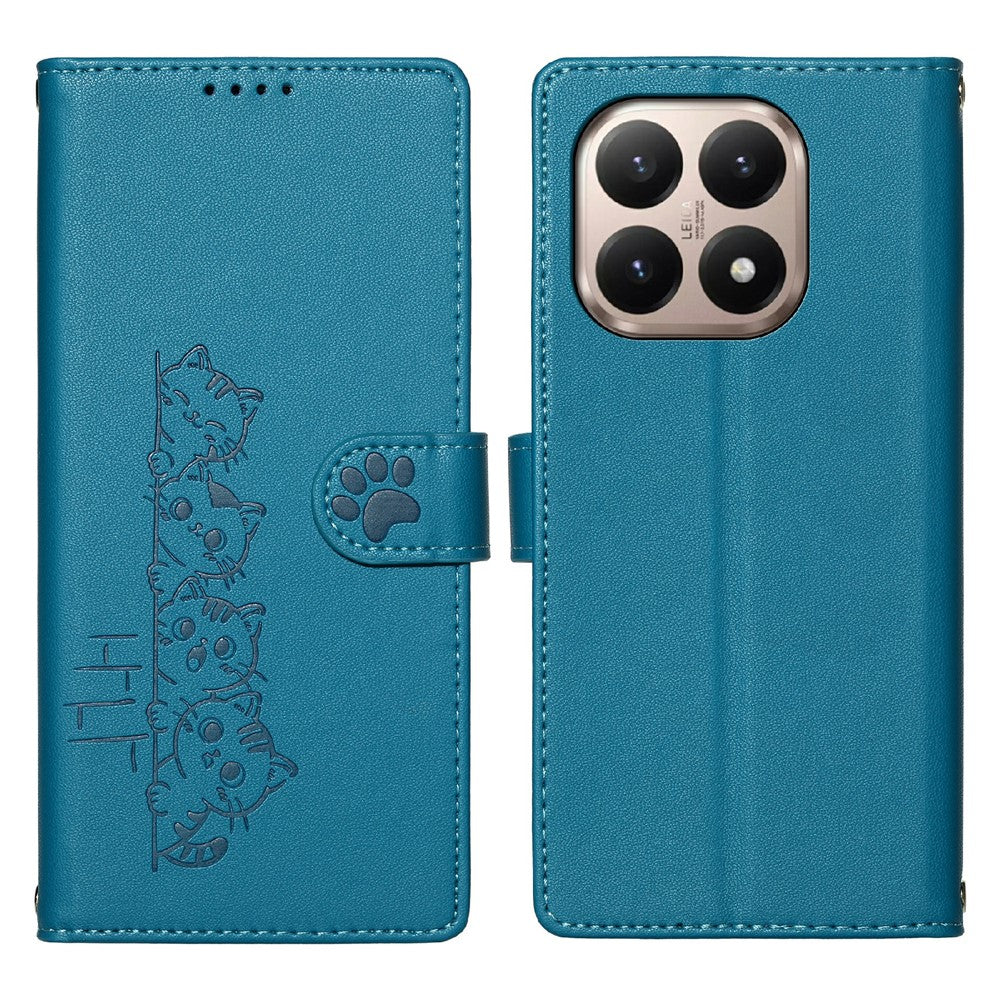 For Xiaomi 15T Case Adorable Cat Pattern PU Leather Wallet Phone Cover with Wrist Strap