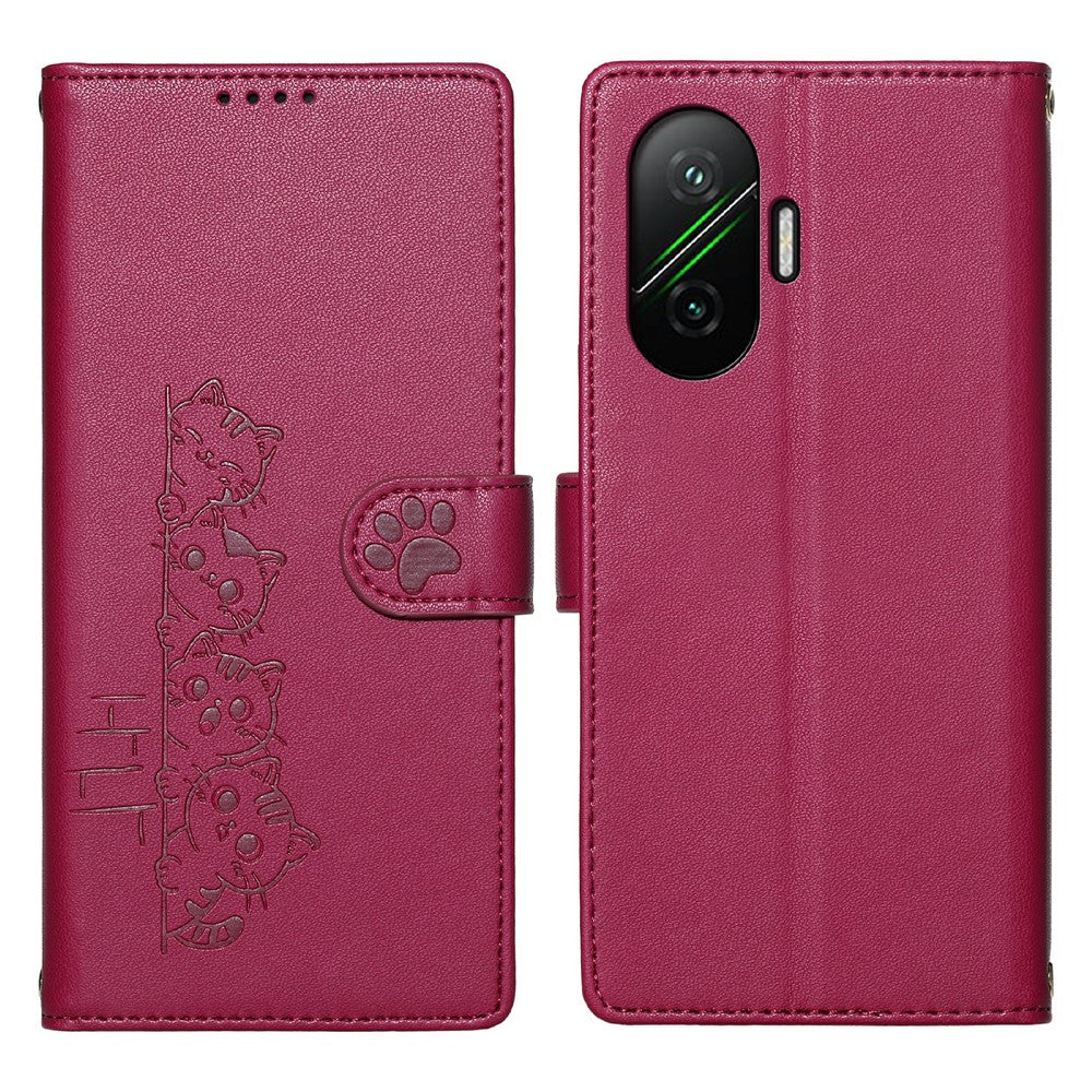 For Xiaomi Redmi Turbo 4 Pro 5G / Poco F7 5G Case Adorable Cat Pattern PU Leather Wallet Phone Cover with Wrist Strap