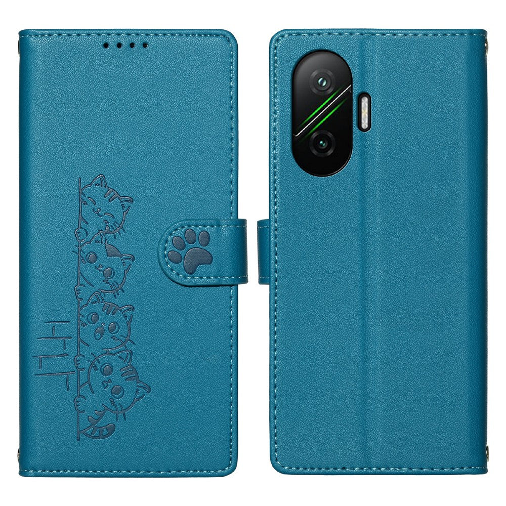 For Xiaomi Redmi Turbo 4 Pro 5G / Poco F7 5G Case Adorable Cat Pattern PU Leather Wallet Phone Cover with Wrist Strap