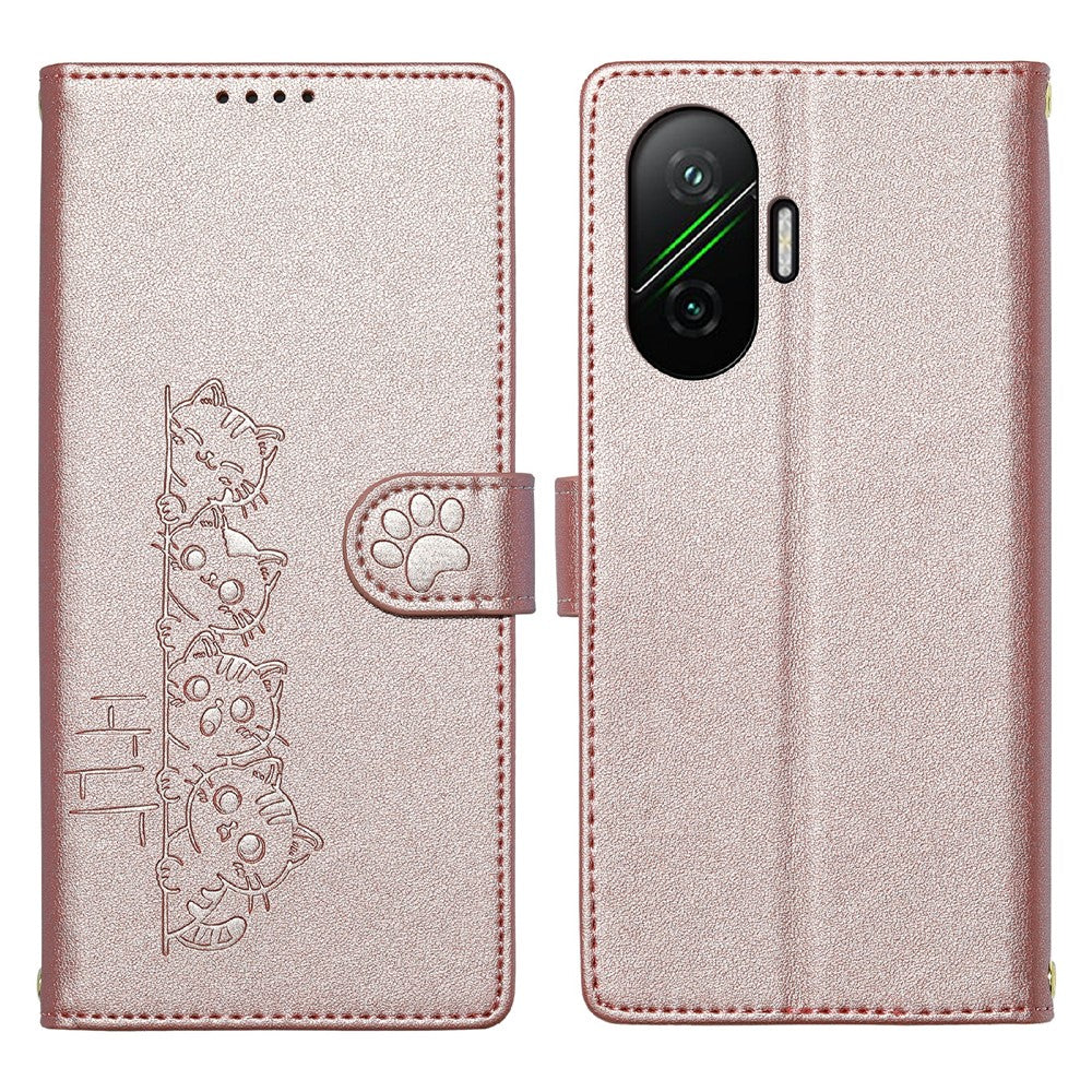 For Xiaomi Redmi Turbo 4 Pro 5G / Poco F7 5G Case Adorable Cat Pattern PU Leather Wallet Phone Cover with Wrist Strap