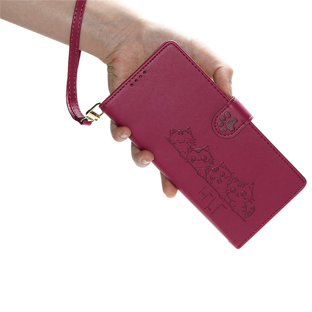 For Xiaomi Redmi Note 14 5G Case Adorable Cat Pattern PU Leather Wallet Phone Cover with Wrist Strap