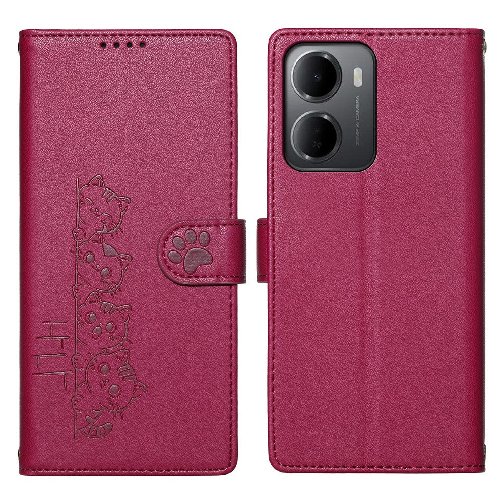 For Xiaomi Redmi 15a 5G Case Adorable Cat Pattern PU Leather Wallet Phone Cover with Wrist Strap