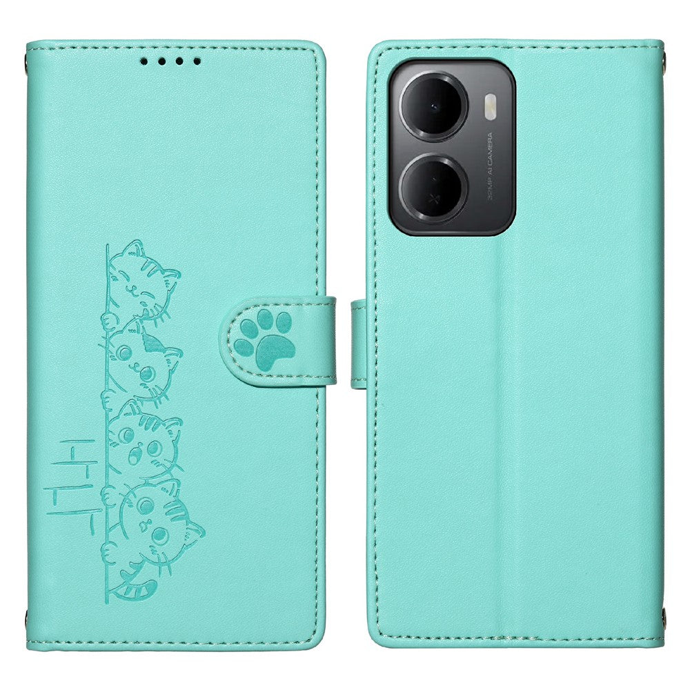 For Xiaomi Redmi 15a 5G Case Adorable Cat Pattern PU Leather Wallet Phone Cover with Wrist Strap
