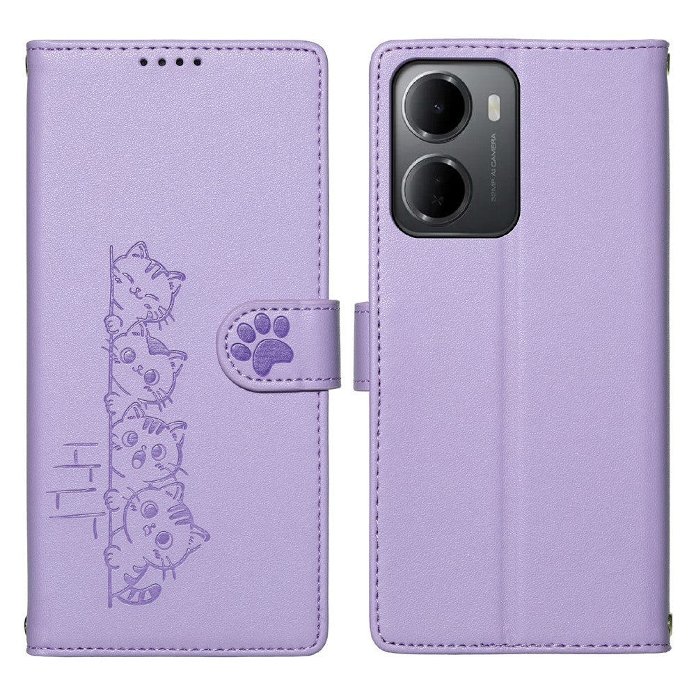 For Xiaomi Redmi 15a 5G Case Adorable Cat Pattern PU Leather Wallet Phone Cover with Wrist Strap