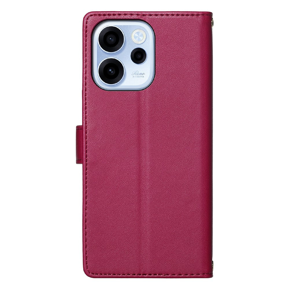 For Oppo Reno15 F 5G Case Adorable Cat Pattern PU Leather Wallet Phone Cover with Wrist Strap