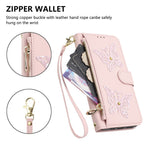 For Xiaomi Redmi Note 15 4G (Global)  /  Note 15 5G (Global)  /  Poco M8 5G Case Glitter Butterfly Zipper Pocket Stand Leather Phone Cover with Hand Strap / Shoulder Strap