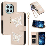 For Xiaomi Redmi Note 15 4G (Global)  /  Note 15 5G (Global)  /  Poco M8 5G Case Glitter Butterfly Zipper Pocket Stand Leather Phone Cover with Hand Strap / Shoulder Strap