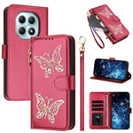 For Xiaomi Redmi Note 15 4G (Global)  /  Note 15 5G (Global)  /  Poco M8 5G Case Glitter Butterfly Zipper Pocket Stand Leather Phone Cover with Hand Strap / Shoulder Strap