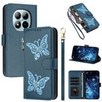 For Xiaomi Redmi Note 15 Pro 4G (Global) Case Glitter Butterfly Zipper Pocket Stand Leather Phone Cover with Hand Strap / Shoulder Strap