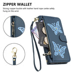 For Xiaomi Redmi Note 15 Pro 4G (Global) Case Glitter Butterfly Zipper Pocket Stand Leather Phone Cover with Hand Strap / Shoulder Strap