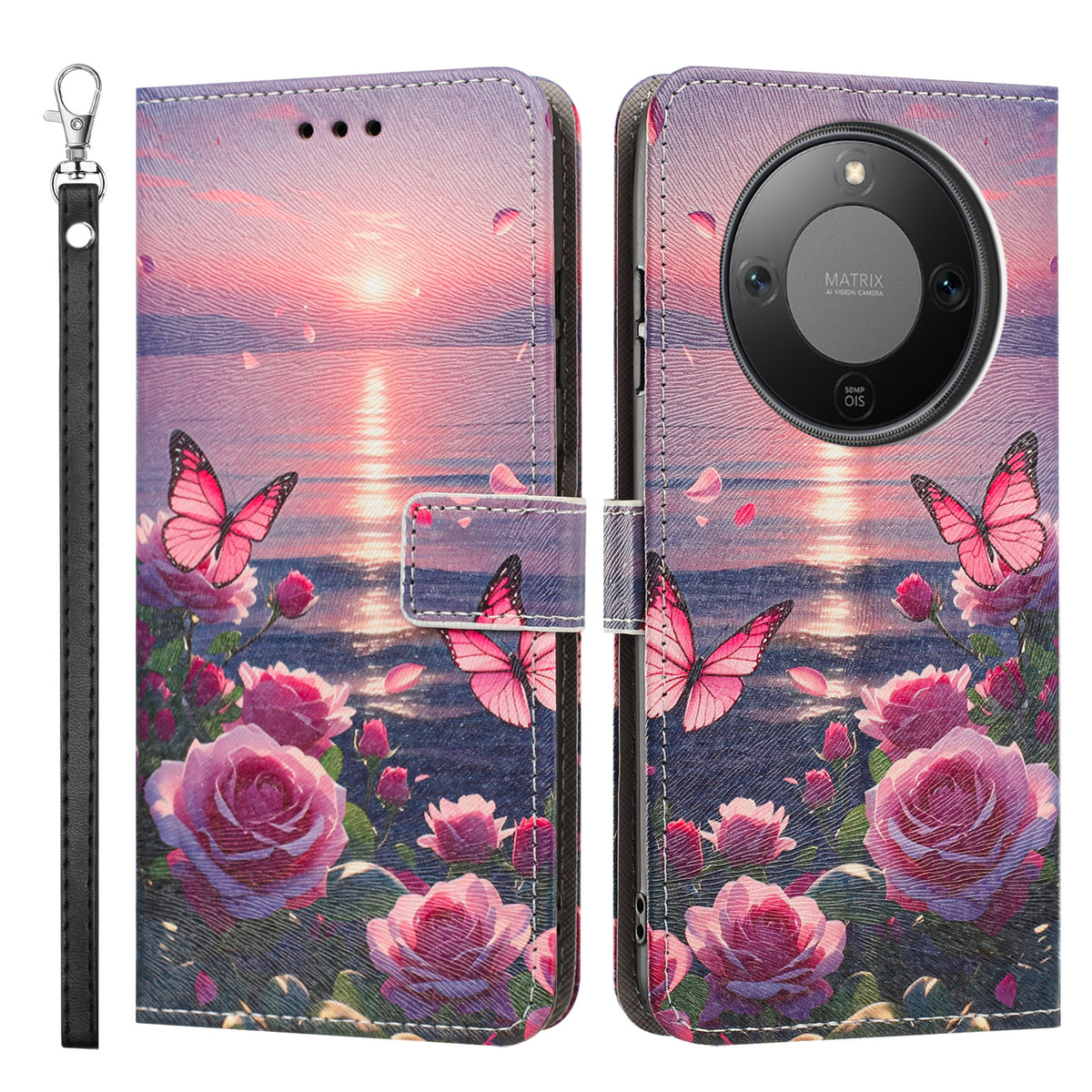 For Honor X9d 5G / Honor Magic8 Lite 5G / Honor X70 5G Case Pattern Printing PU Leather Flip Wallet Phone Cover with Wrist Strap