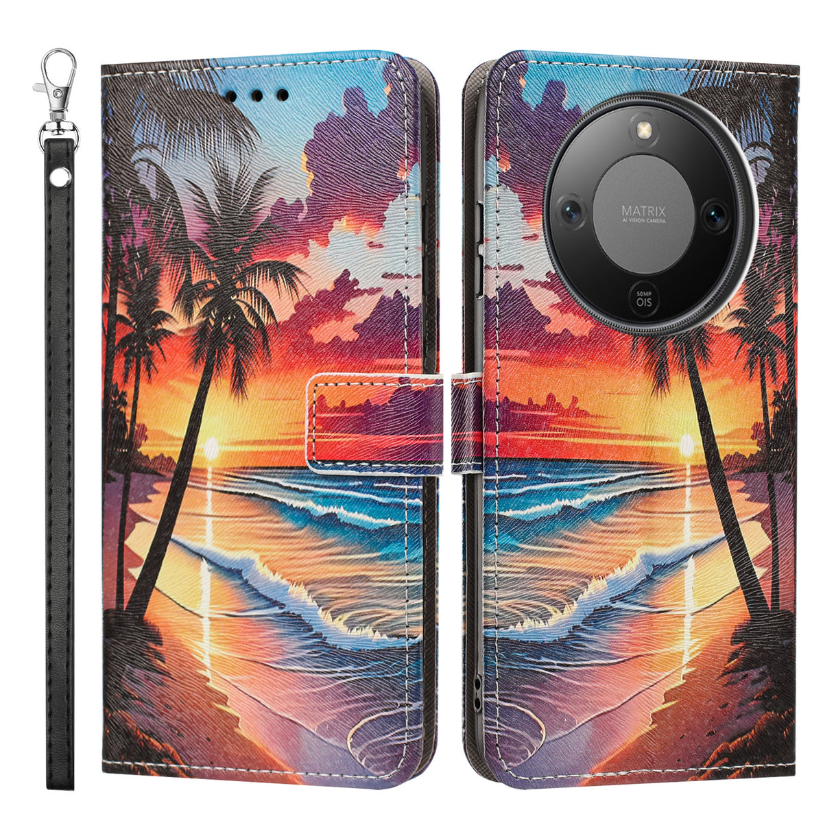For Honor X9d 5G / Honor Magic8 Lite 5G / Honor X70 5G Case Pattern Printing PU Leather Flip Wallet Phone Cover with Wrist Strap