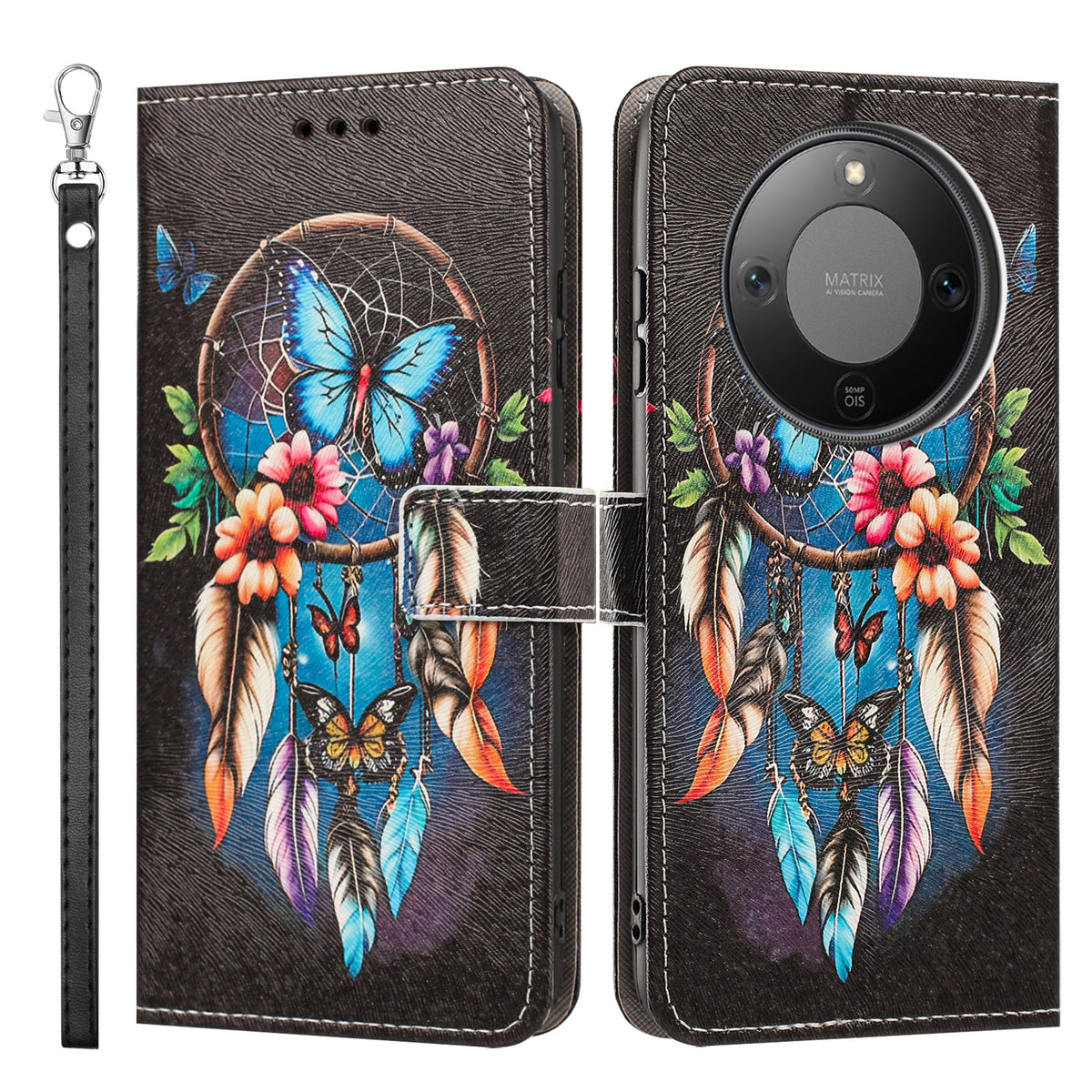 For Honor X9d 5G / Honor Magic8 Lite 5G / Honor X70 5G Case Pattern Printing PU Leather Flip Wallet Phone Cover with Wrist Strap