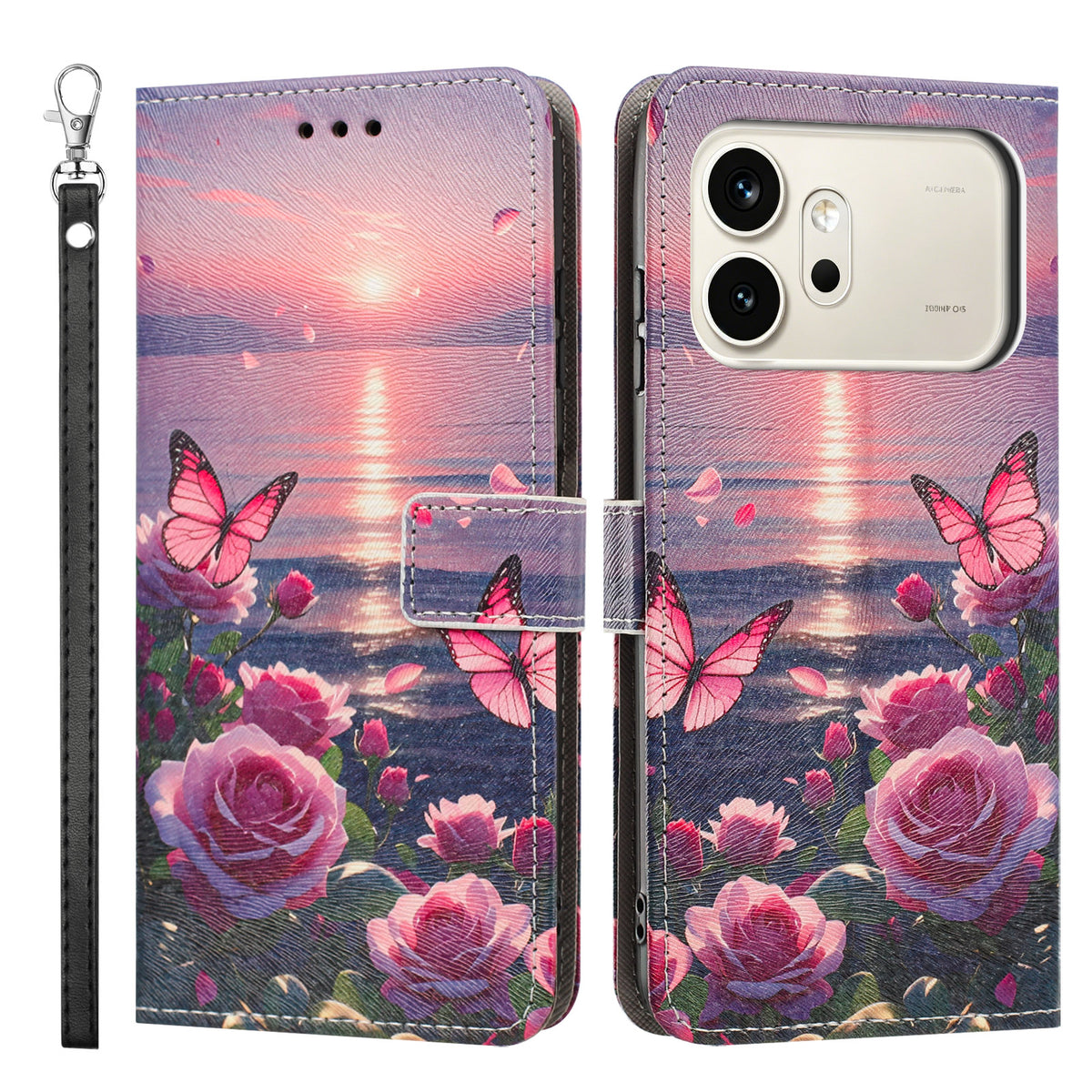 For Honor 600 Pro 5G / Honor 600 5G Case Pattern Printing PU Leather Flip Wallet Phone Cover with Wrist Strap