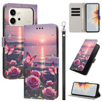 For Honor 600 Pro 5G / Honor 600 5G Case Pattern Printing PU Leather Flip Wallet Phone Cover with Wrist Strap