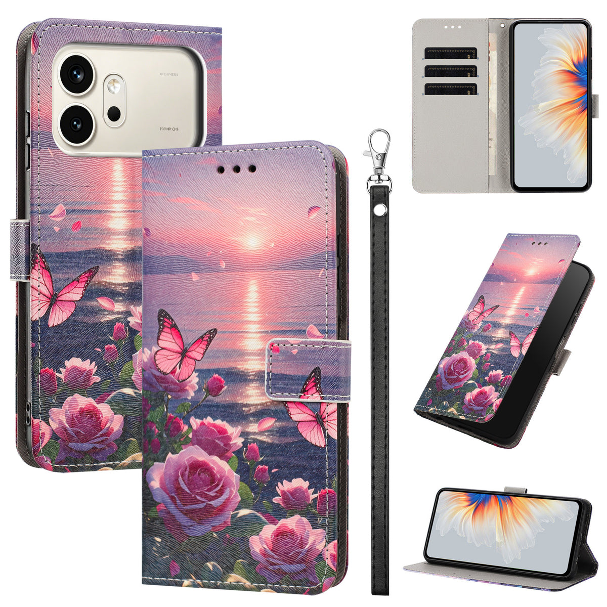 For Honor 600 Pro 5G / Honor 600 5G Case Pattern Printing PU Leather Flip Wallet Phone Cover with Wrist Strap