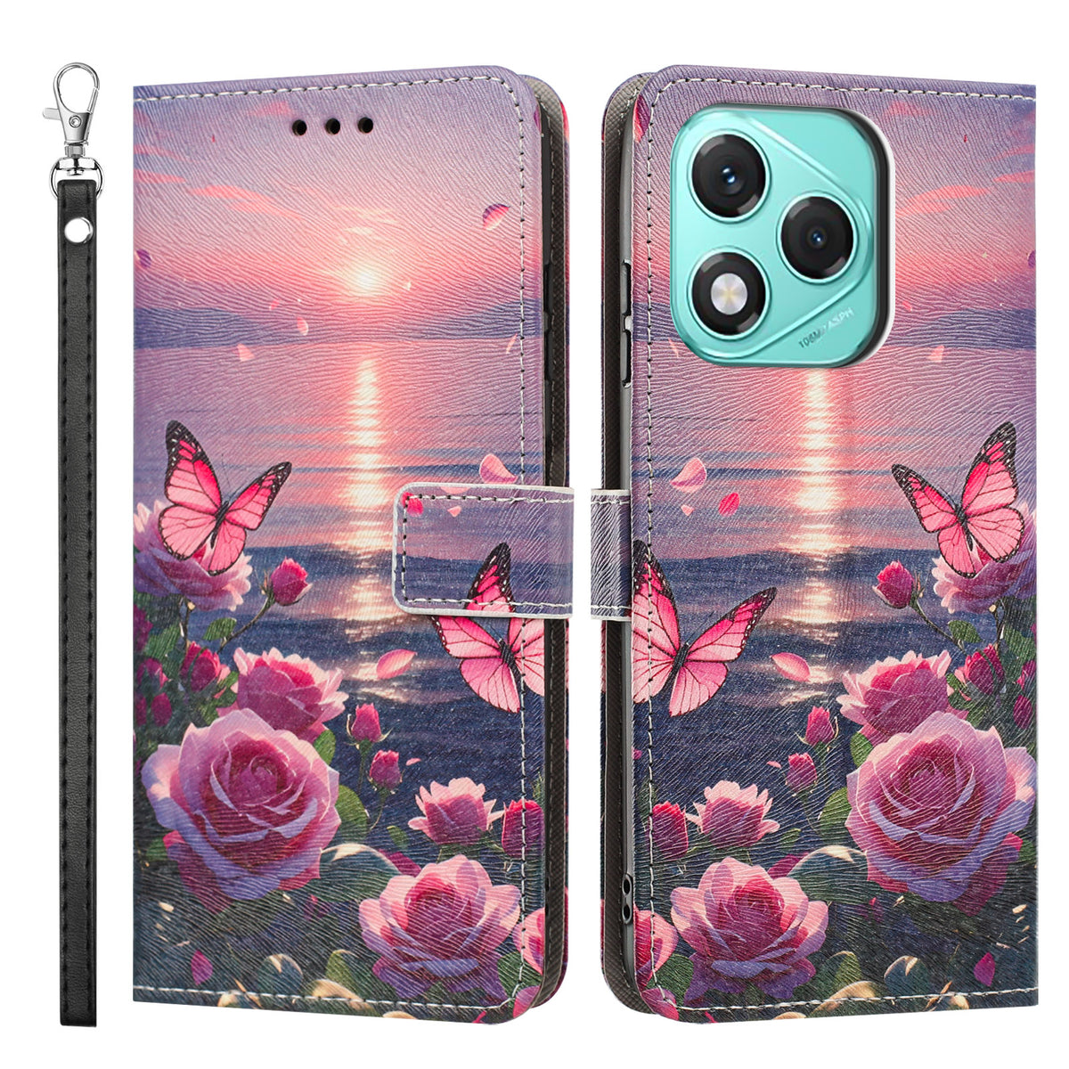 For Honor X70i / Honor X60i 5G / Honor 400 Lite 5G Case Pattern Printing PU Leather Flip Wallet Phone Cover with Wrist Strap