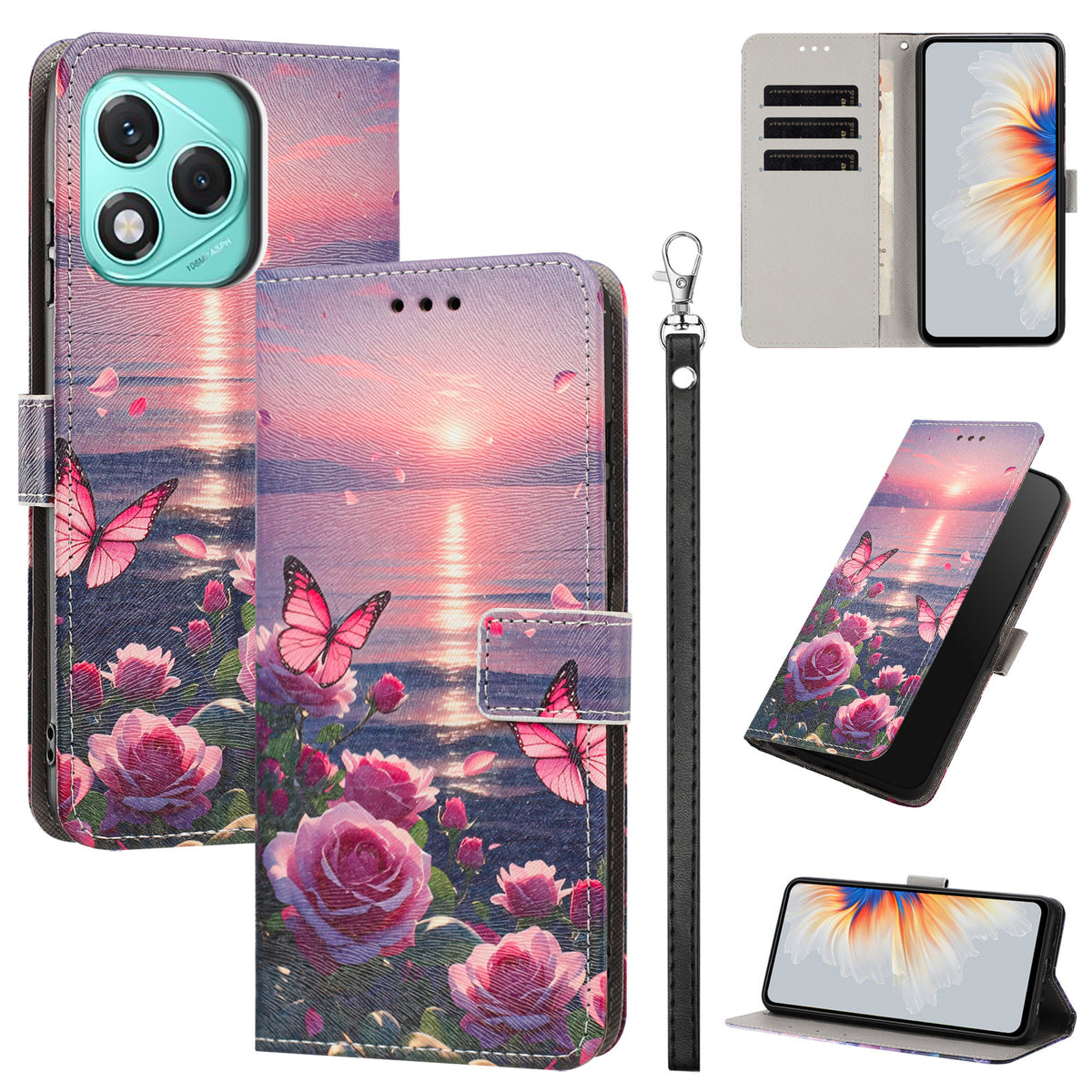 For Honor X70i / Honor X60i 5G / Honor 400 Lite 5G Case Pattern Printing PU Leather Flip Wallet Phone Cover with Wrist Strap