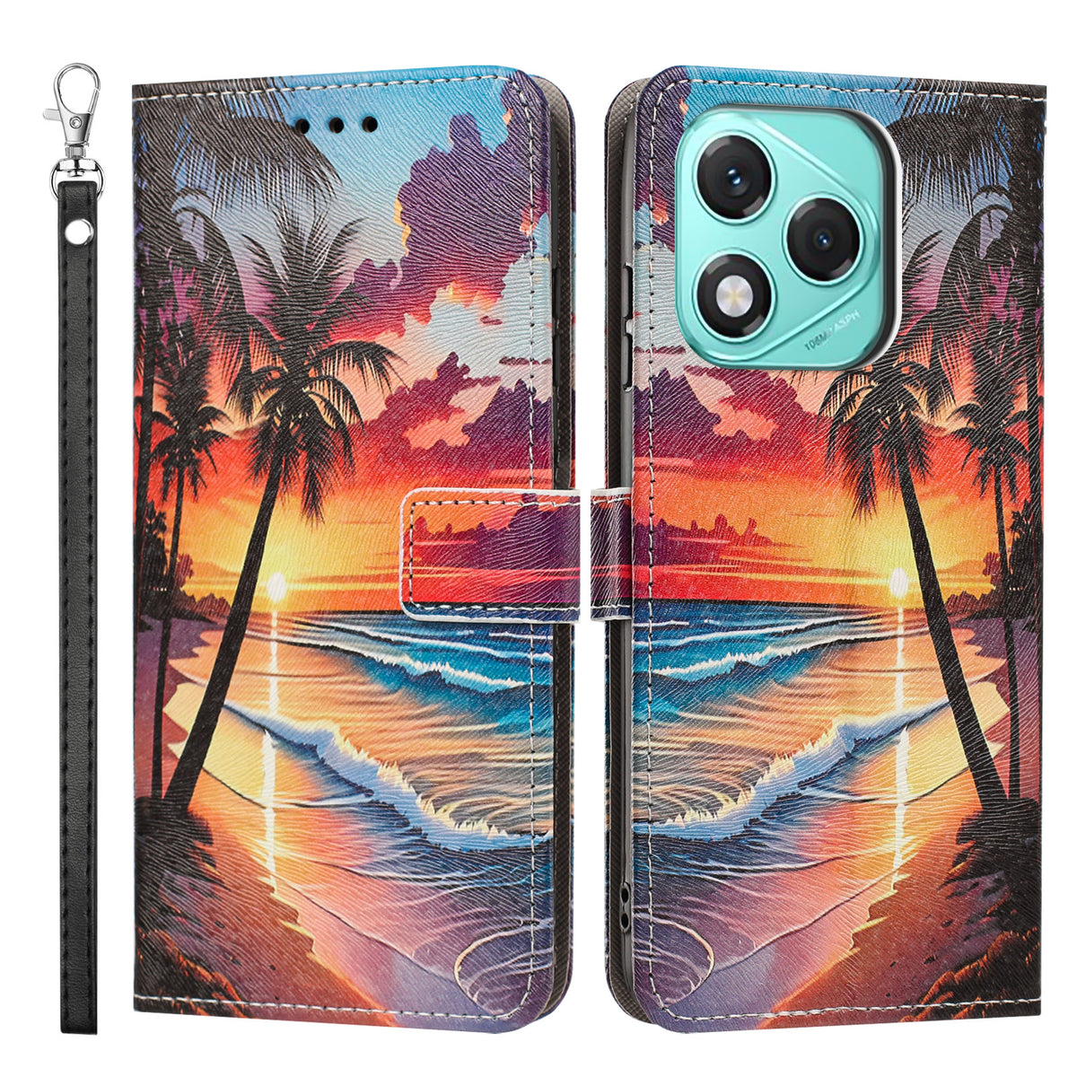 For Honor X70i / Honor X60i 5G / Honor 400 Lite 5G Case Pattern Printing PU Leather Flip Wallet Phone Cover with Wrist Strap
