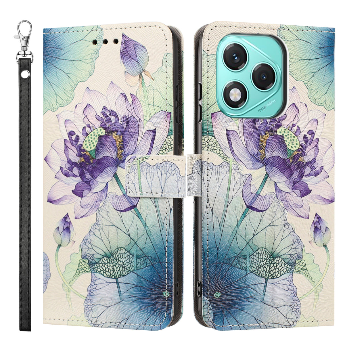 For Honor X70i / Honor X60i 5G / Honor 400 Lite 5G Case Pattern Printing PU Leather Flip Wallet Phone Cover with Wrist Strap