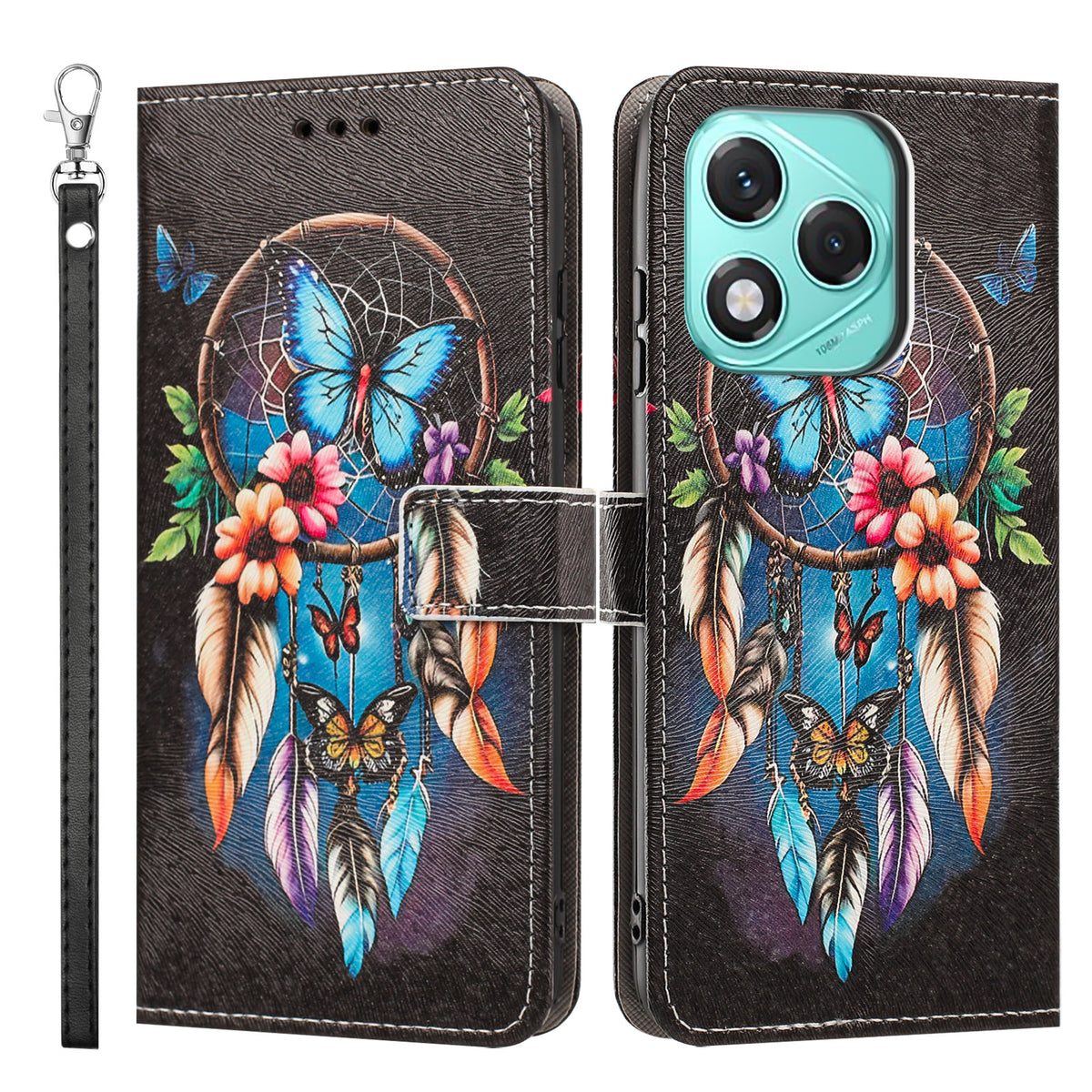 For Honor X70i / Honor X60i 5G / Honor 400 Lite 5G Case Pattern Printing PU Leather Flip Wallet Phone Cover with Wrist Strap