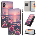 Til Samsung Galaxy A08 5G / A08 4G / A07 5G / A07 4G / A06 5G / A06 4G Etui med Mønstertryk, PU Læder Flip Cover med Kortholder og Håndledsrem