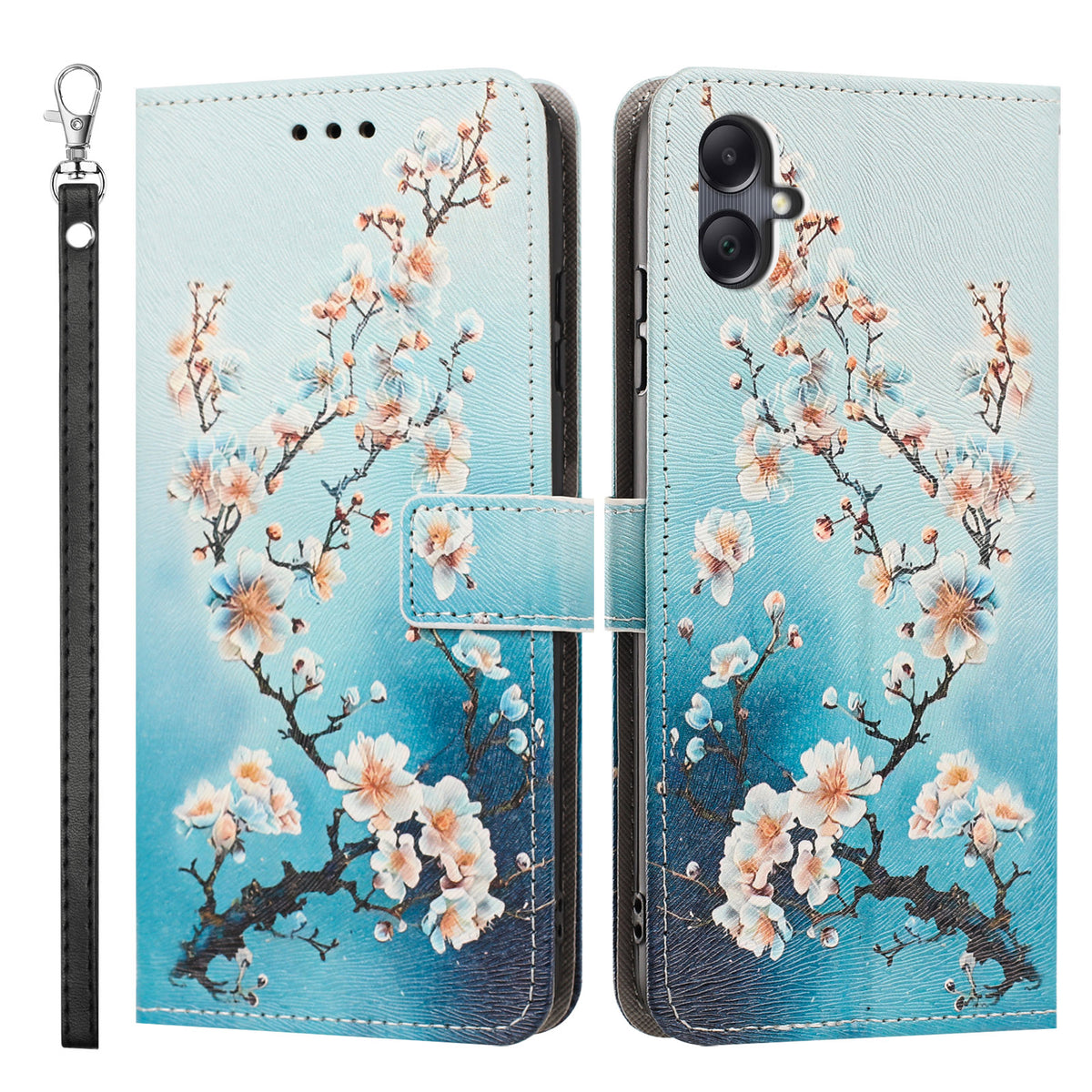 Til Samsung Galaxy A08 5G / A08 4G / A07 5G / A07 4G / A06 5G / A06 4G Etui med Mønstertryk, PU Læder Flip Cover med Kortholder og Håndledsrem