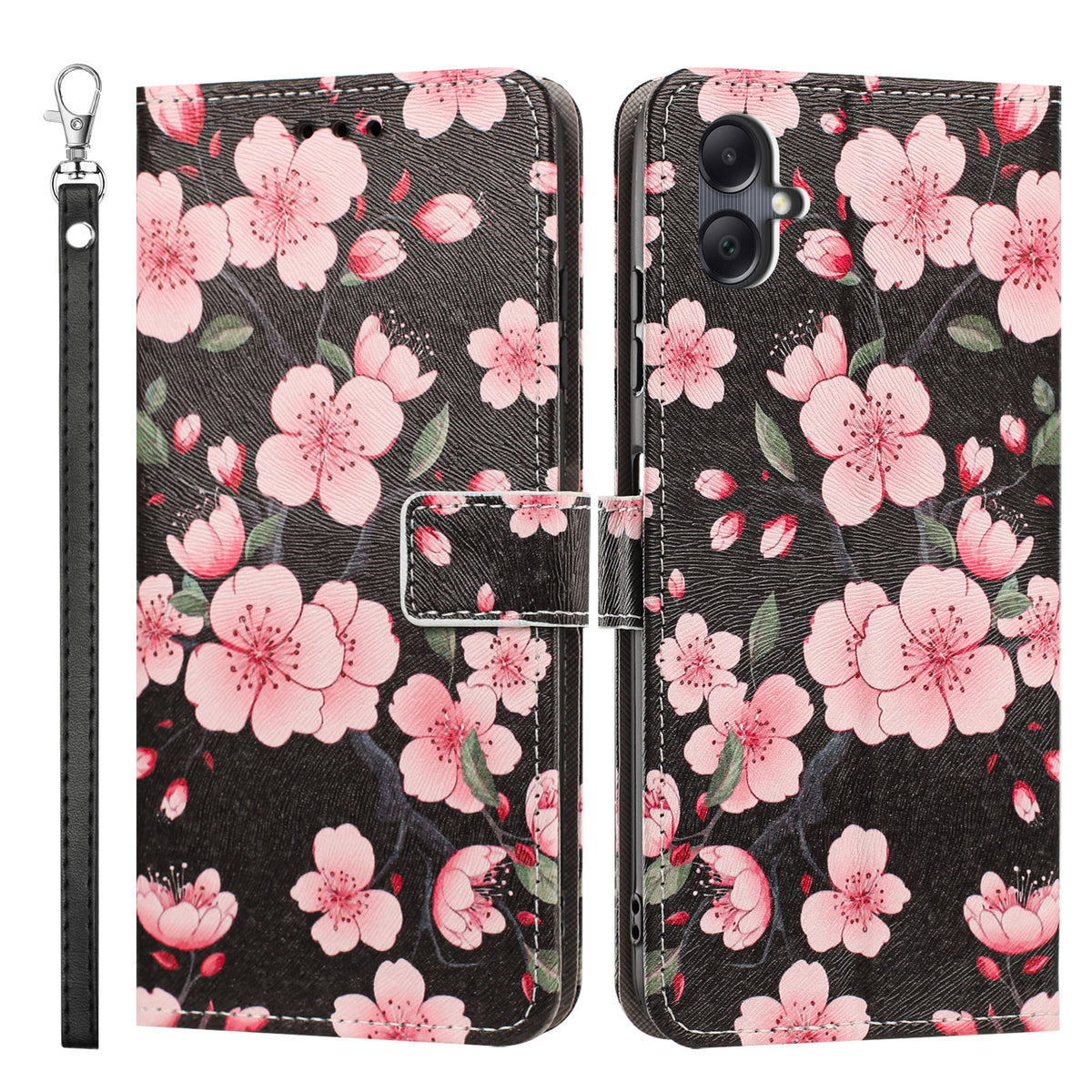 Til Samsung Galaxy A08 5G / A08 4G / A07 5G / A07 4G / A06 5G / A06 4G Etui med Mønstertryk, PU Læder Flip Cover med Kortholder og Håndledsrem