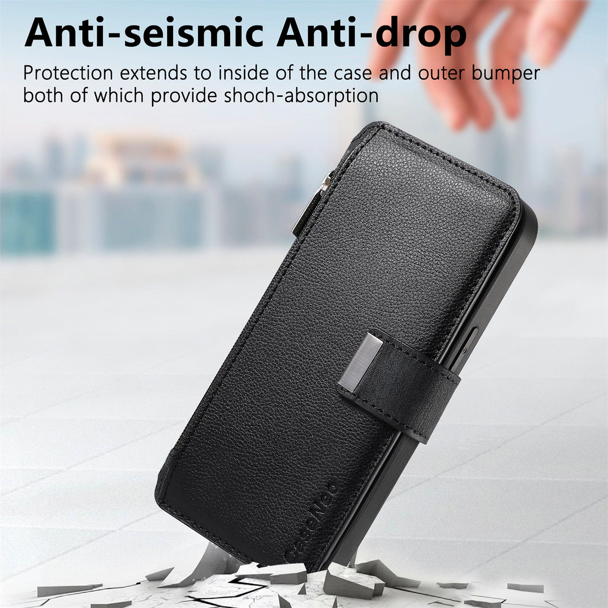 CASENEO för Xiaomi Redmi 15 4G (EU) (171 mm) / Xiaomi Redmi 15 5G (EU) (171 mm) fodral MW-02 avtagbart magnetiskt läderfodral med fällbart lock