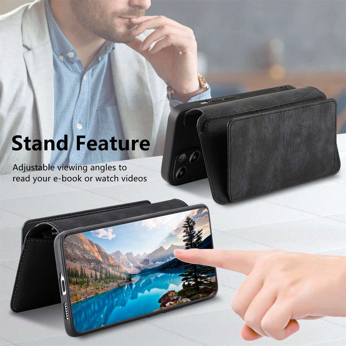 CASENEO för Xiaomi Redmi 15 4G (EU) (171 mm) / Xiaomi Redmi 15 5G (EU) (171 mm) fodral MW-02 avtagbart magnetiskt läderfodral med fällbart lock