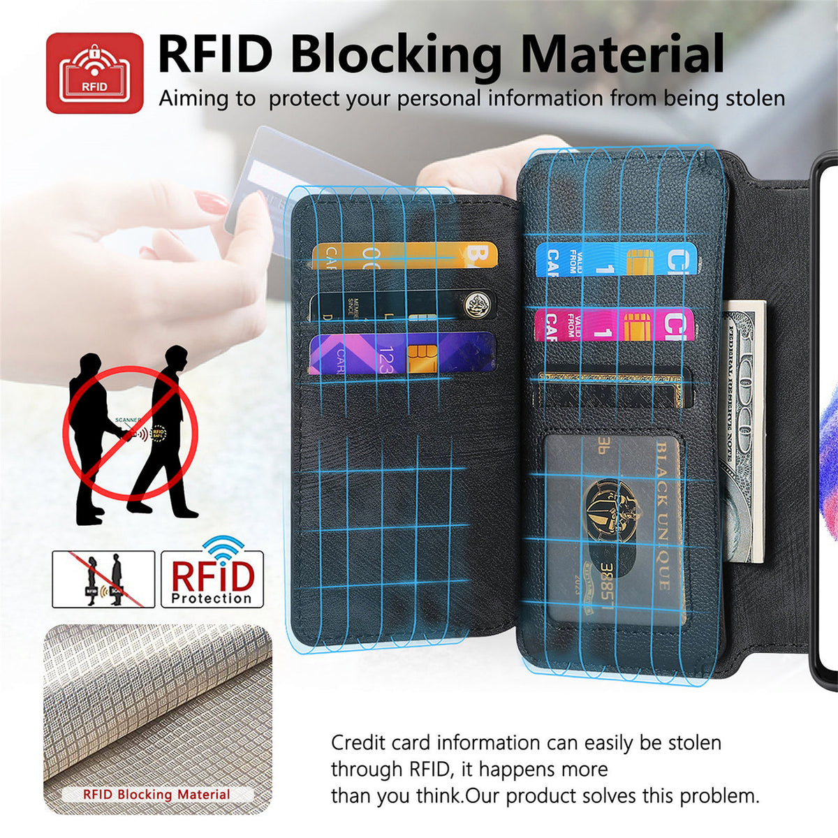 CASENEO för Xiaomi Redmi 15 4G (EU) (171 mm) / Xiaomi Redmi 15 5G (EU) (171 mm) fodral MW-02 avtagbart magnetiskt läderfodral med fällbart lock