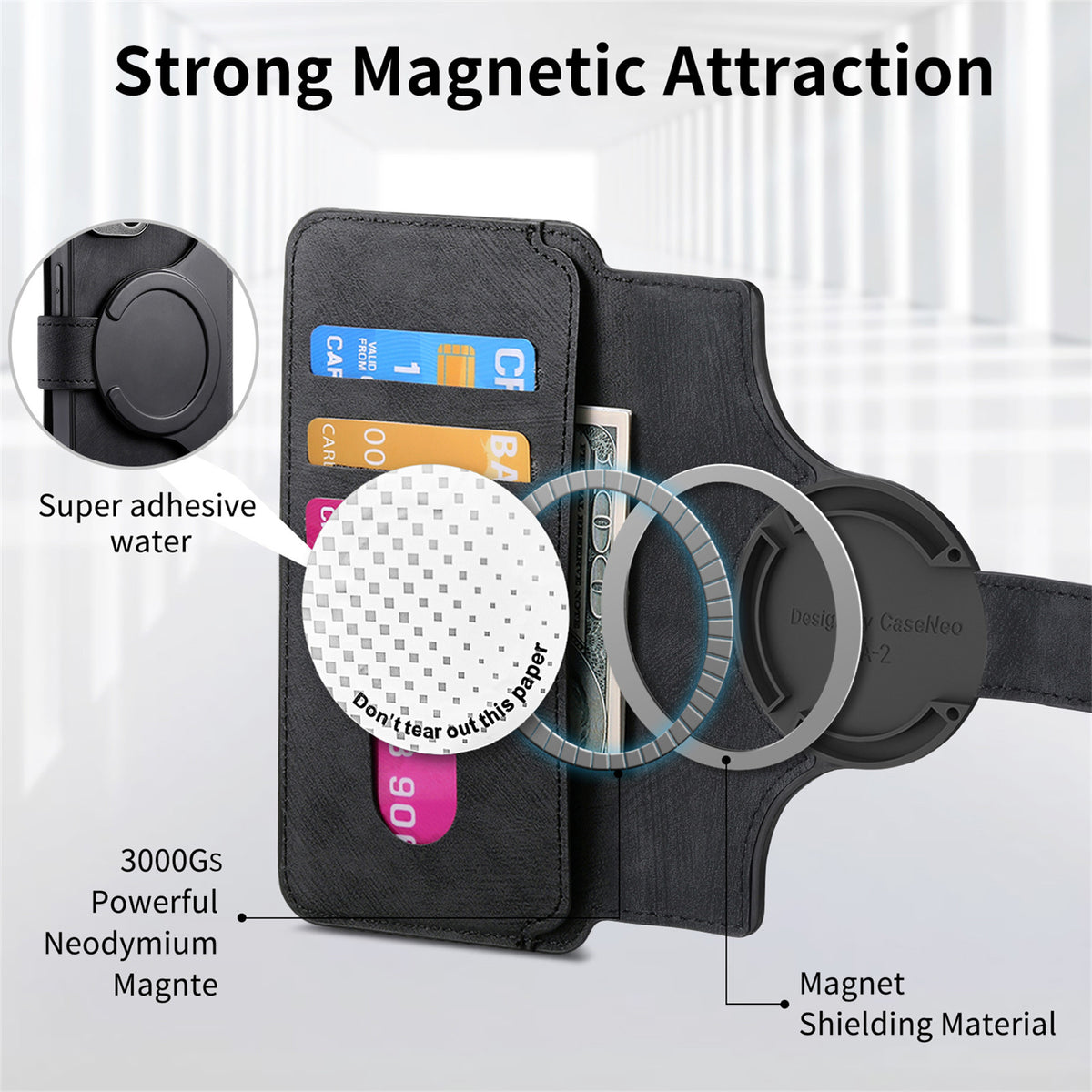 CASENEO för Motorola Signature 5G / Motorola Moto X70 Air Pro 5G Magnetiskt fodral Avtagbart läderfodral för mobil
