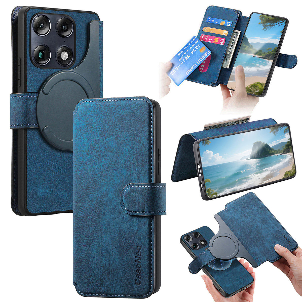 CASENEO för Motorola Signature 5G / Motorola Moto X70 Air Pro 5G Magnetiskt fodral Avtagbart läderfodral för mobil