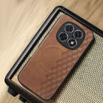 For Xiaomi Redmi Note 15 4G (Global) Magnetic Phone Case with Grid Pattern Protective PU Leather + PC Cover