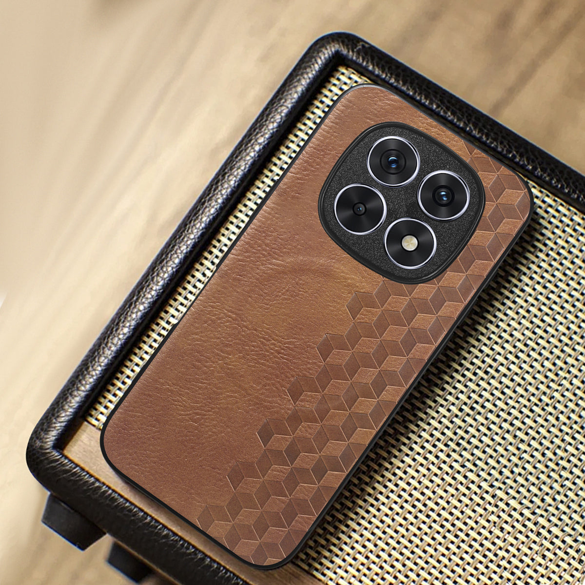 For Xiaomi Redmi Note 15 4G (Global) Magnetic Phone Case with Grid Pattern Protective PU Leather + PC Cover