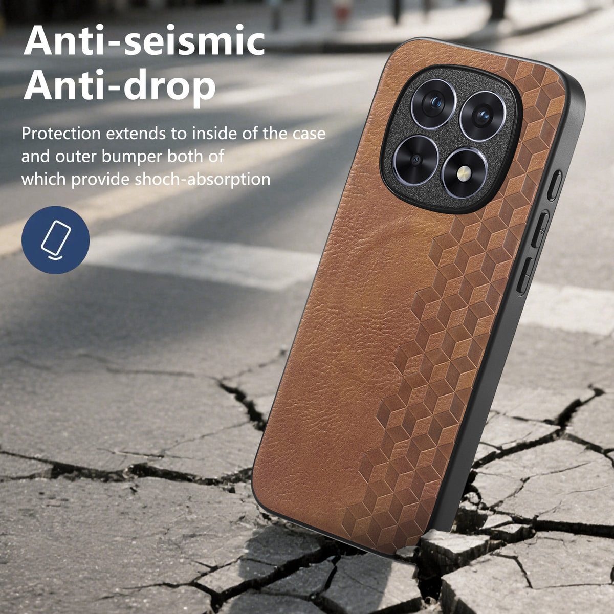For Xiaomi Redmi Note 15 4G (Global) Magnetic Phone Case with Grid Pattern Protective PU Leather + PC Cover
