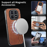 For Xiaomi Redmi Note 15 4G (Global) Magnetic Phone Case with Grid Pattern Protective PU Leather + PC Cover