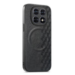 For Xiaomi Redmi Note 15 4G (Global) Magnetic Phone Case with Grid Pattern Protective PU Leather + PC Cover