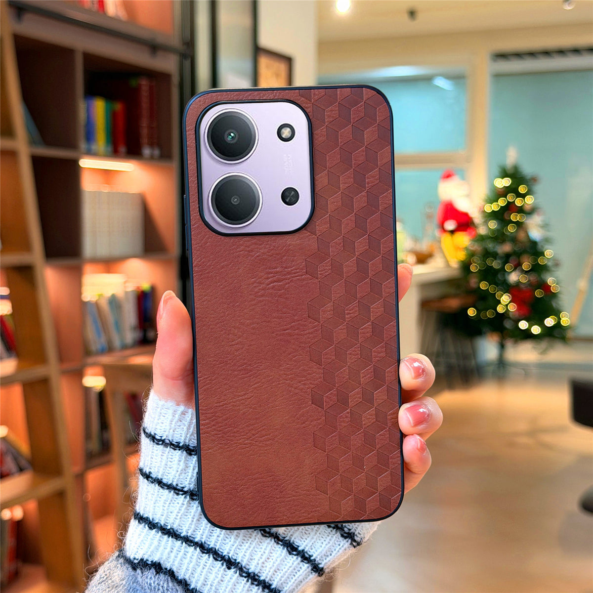 For Xiaomi Redmi 15C 5G (EU) (173mm) / Xiaomi Redmi 15C 4G (EU) (173mm) Magnetic Phone Case with Grid Pattern Protective PU Leather + PC Cover