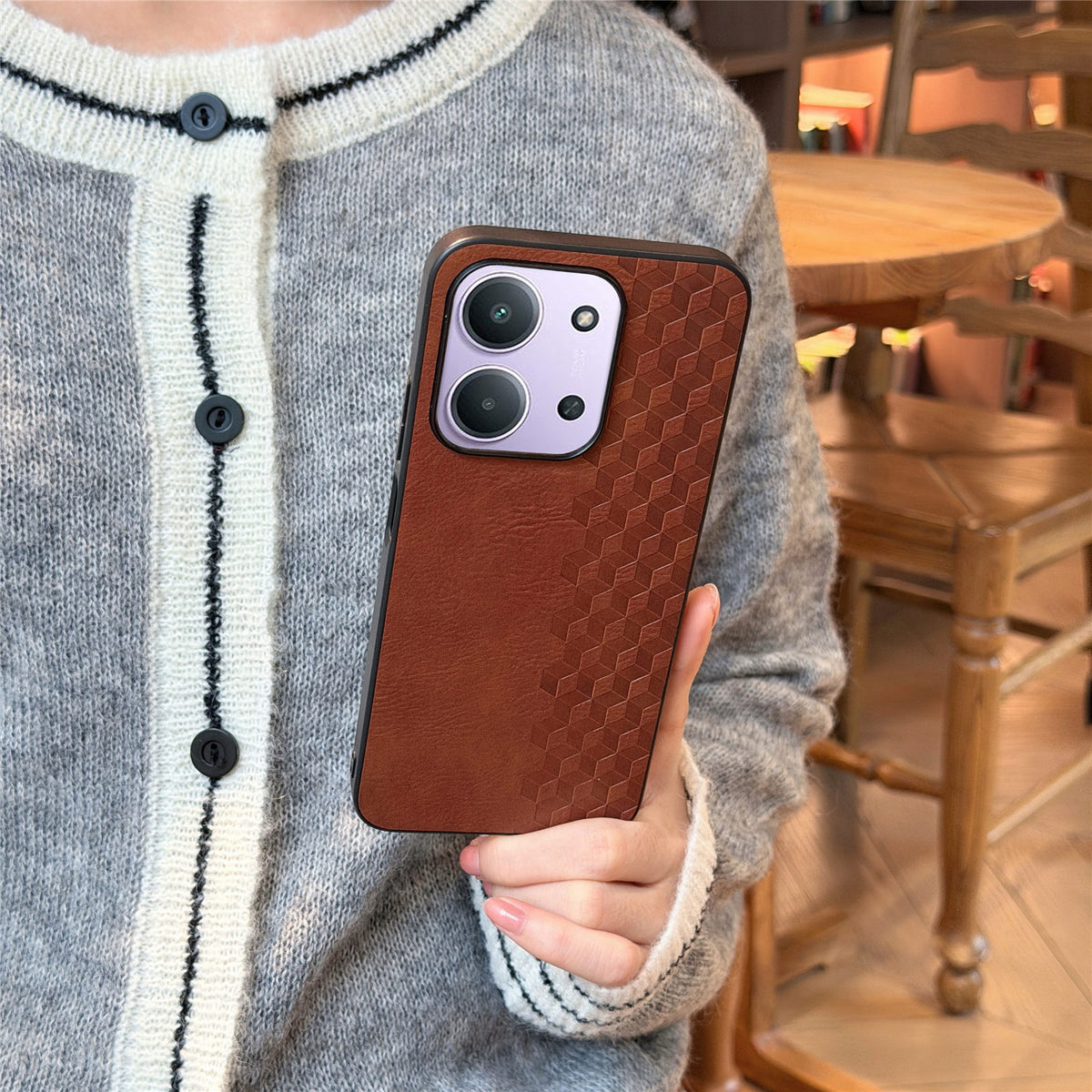 For Xiaomi Redmi 15C 5G (EU) (173mm) / Xiaomi Redmi 15C 4G (EU) (173mm) Magnetic Phone Case with Grid Pattern Protective PU Leather + PC Cover