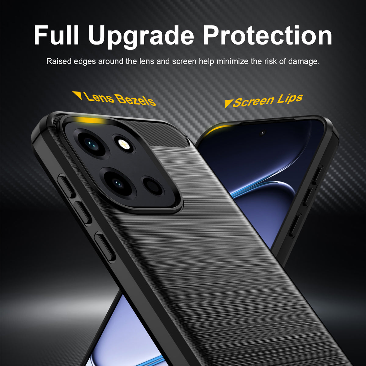 MOFI til OnePlus Turbo 6V 5G / OnePlus Nord 6 5G / OnePlus Turbo 6 5G-bagcover med børstet struktur, kulfiber og blødt TPU-cover