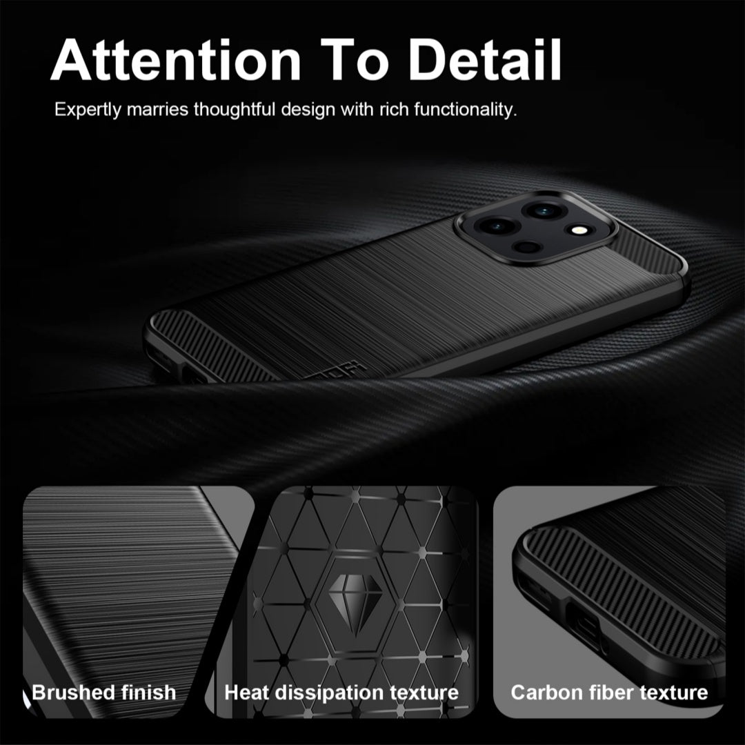 MOFI til OnePlus Turbo 6V 5G / OnePlus Nord 6 5G / OnePlus Turbo 6 5G-bagcover med børstet struktur, kulfiber og blødt TPU-cover
