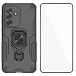 WANLONFENG for Samsung Galaxy A27 5G Phone Case PC TPU Back Cover Kickstand with Tempered Glass