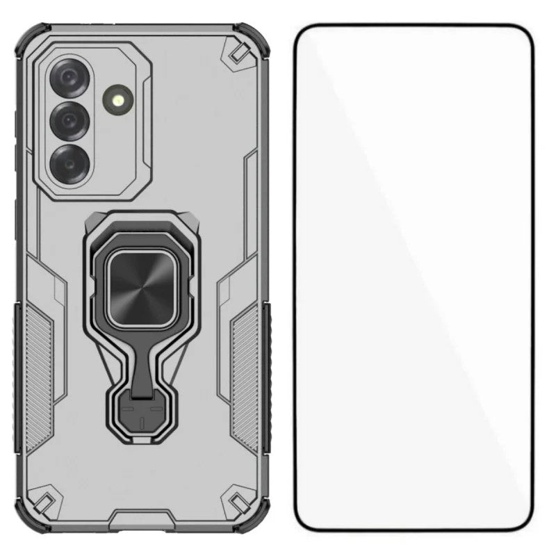 WANLONFENG for Samsung Galaxy A27 5G Phone Case PC TPU Back Cover Kickstand with Tempered Glass